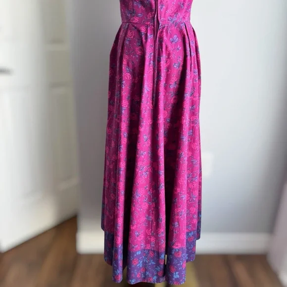 Vintage Suttles & Seawinds Floral Midi Dress Sz XS Pink Romantic Summer Canadian - Picture 12 of 16